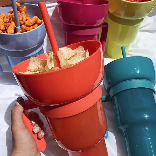 2 In 1 Snack Cup with Straw