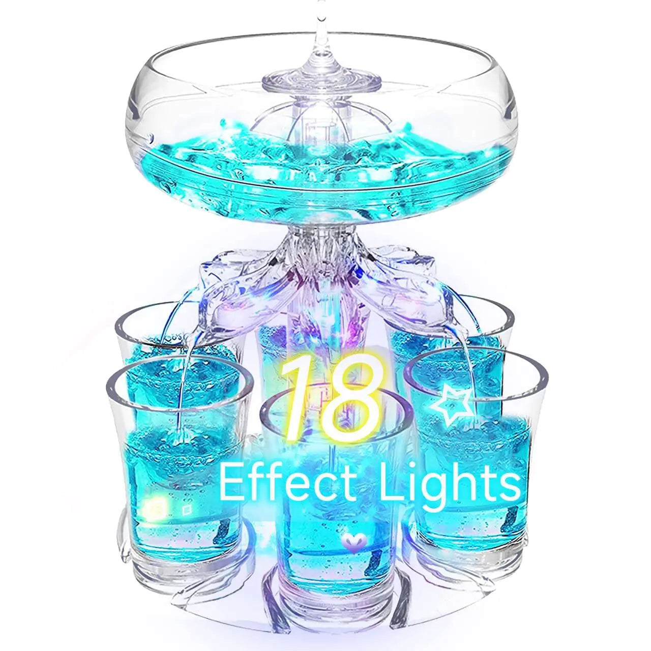 Shot Dispenser Party Drink Dispenser with 6 Shot Glasses Set + 18 Effects Lights