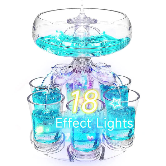 Shot Dispenser Party Drink Dispenser with 6 Shot Glasses Set + 18 Effects Lights